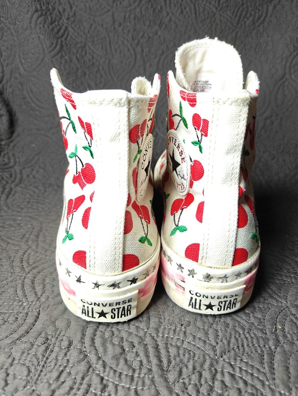 Converse All Star Platform Cherries Custom Sole Sneakers Shoes Women's 7, Mens 5 - Picture 9 of 11